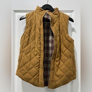 Boutique Warm Quilted Vest, Reversible, Brown/Red Plaid, Small